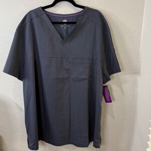 Healing Hands Scrub Top Mens 3X Gray V-Neck Pocket Utility Nurse Workwear NWT